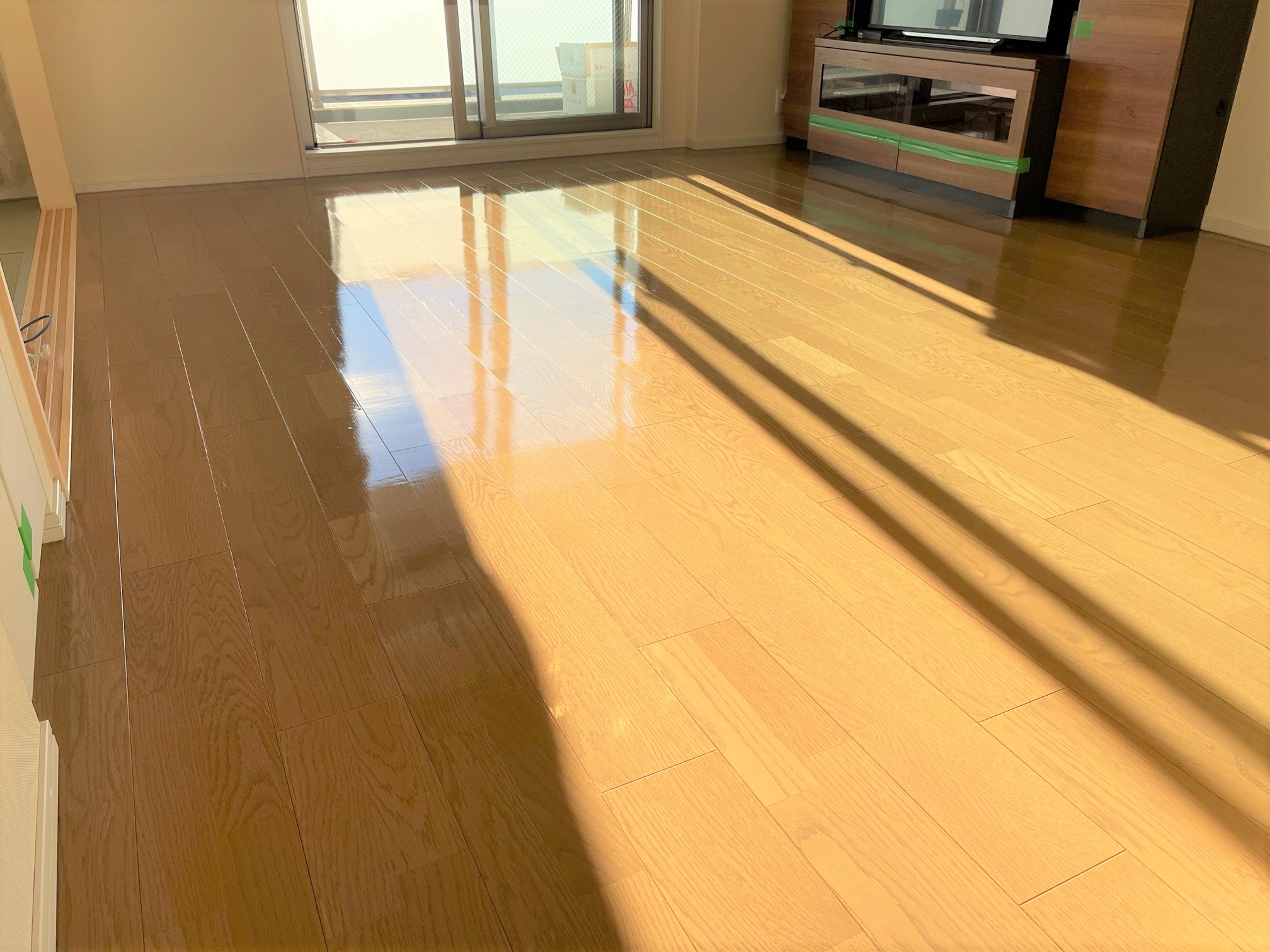 フロアコーティング施工事例 施工後｜千葉県千葉市 ご入居中マンション S様邸 コーティングハウス シリコンフロアコーティング施工済み