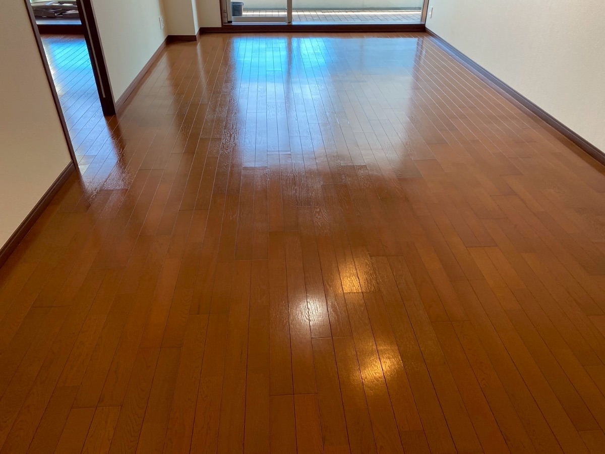 フロアコーティング施工事例 施工後｜神奈川県横浜市 ご入居中マンション M様邸 コーティングハウス セラミックガラスフロアコーティング施工済み