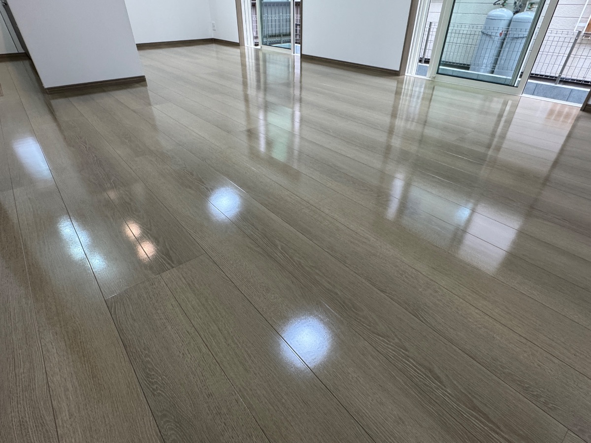 フロアコーティング施工事例 施工後｜福岡県福岡市 ご新築戸建て L様邸 コーティングハウス シリコンフロアコーティング施工済み