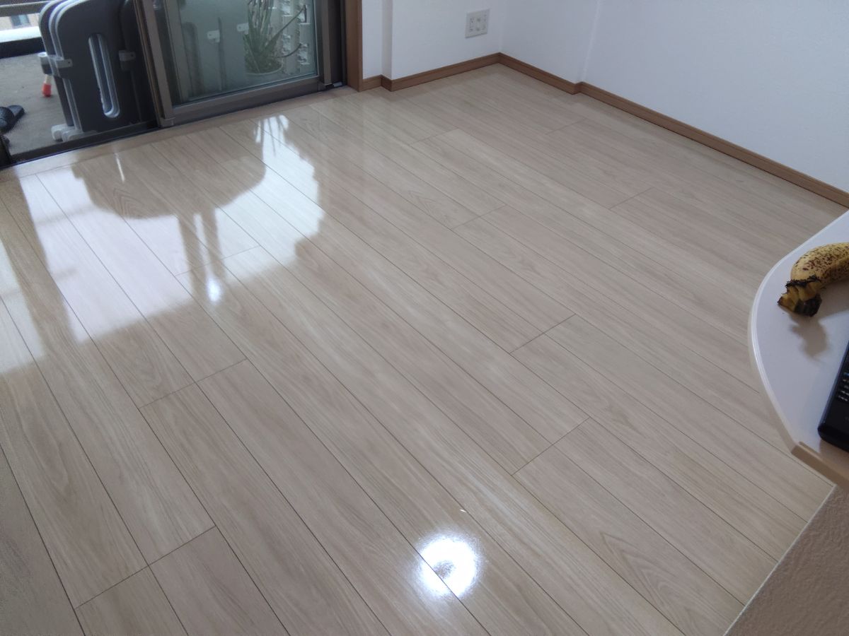 フロアコーティング施工事例 施工後｜東京都足立区 ご入居中マンション S様邸 コーティングハウス シリコンフロアコーティング施工済み