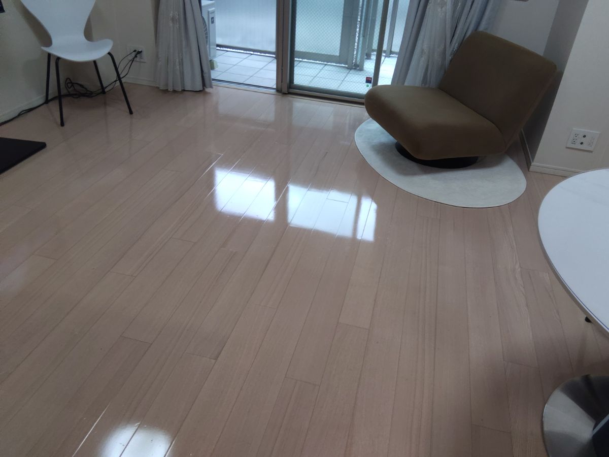 フロアコーティング施工事例 施工後｜東京都渋谷区 ご入居中マンション S様邸 コーティングハウス シリコンフロアコーティング施工済み