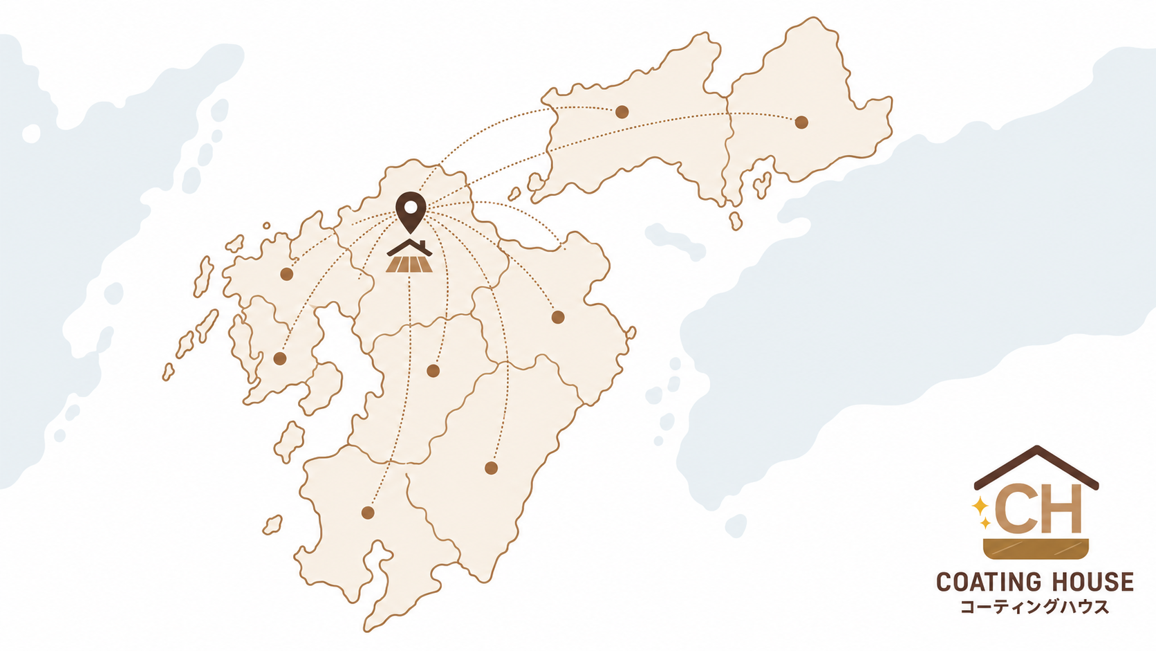 福岡フロアコーティングの施工対応エリア（福岡支社）